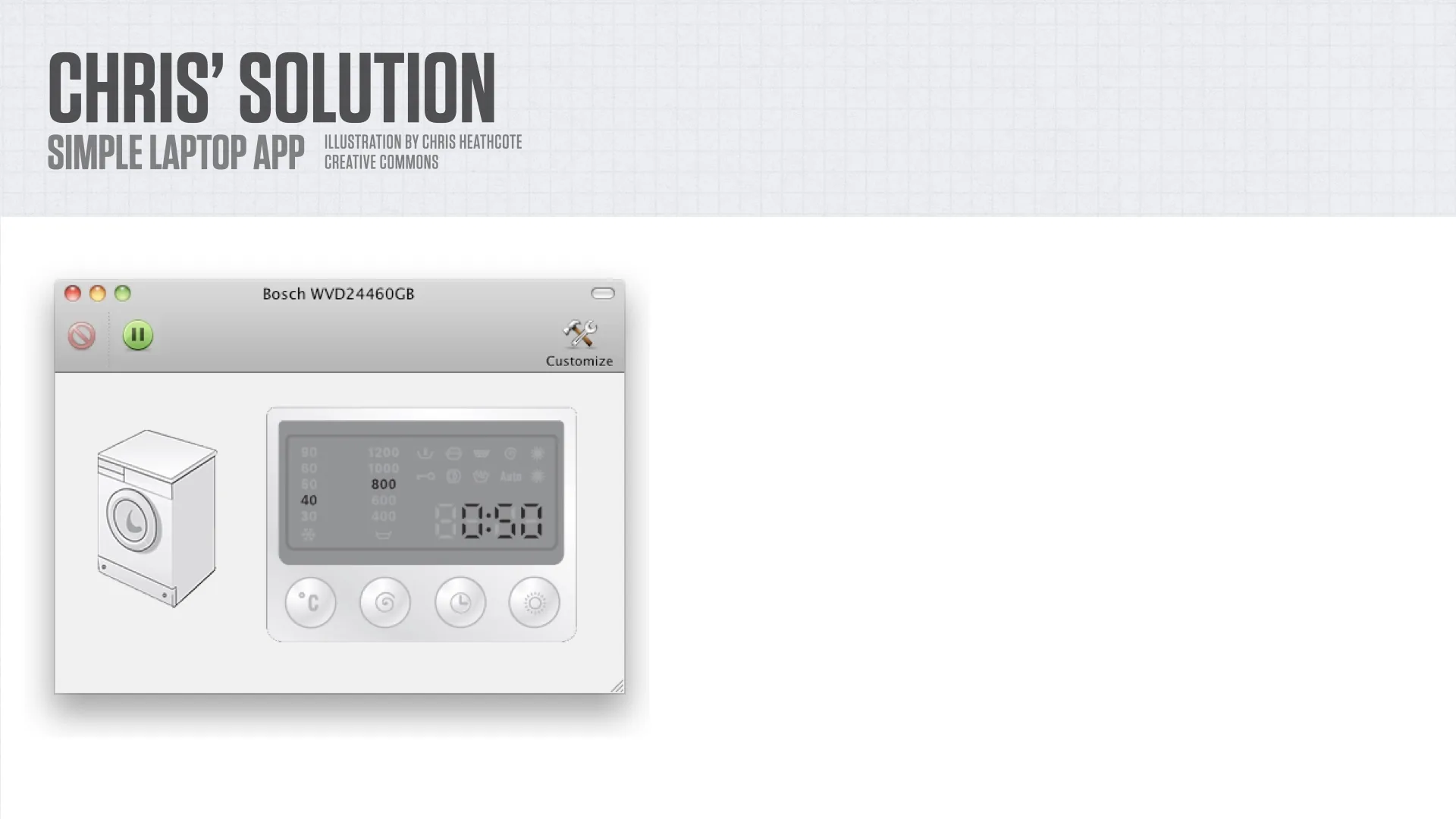 A simple mobile interface for a connected appliance.