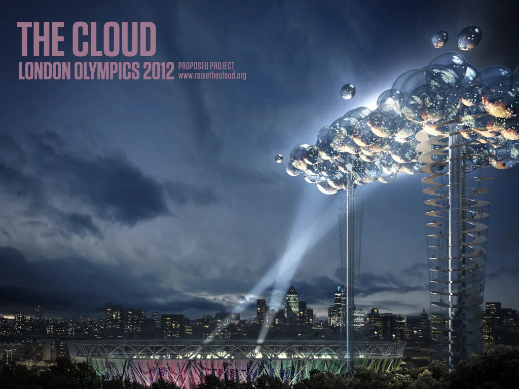 Slide reading: The Cloud THE CLOUD LONDON OLYMPICS 2012 PROPOSED PROJECT www.raisethecloud.org.