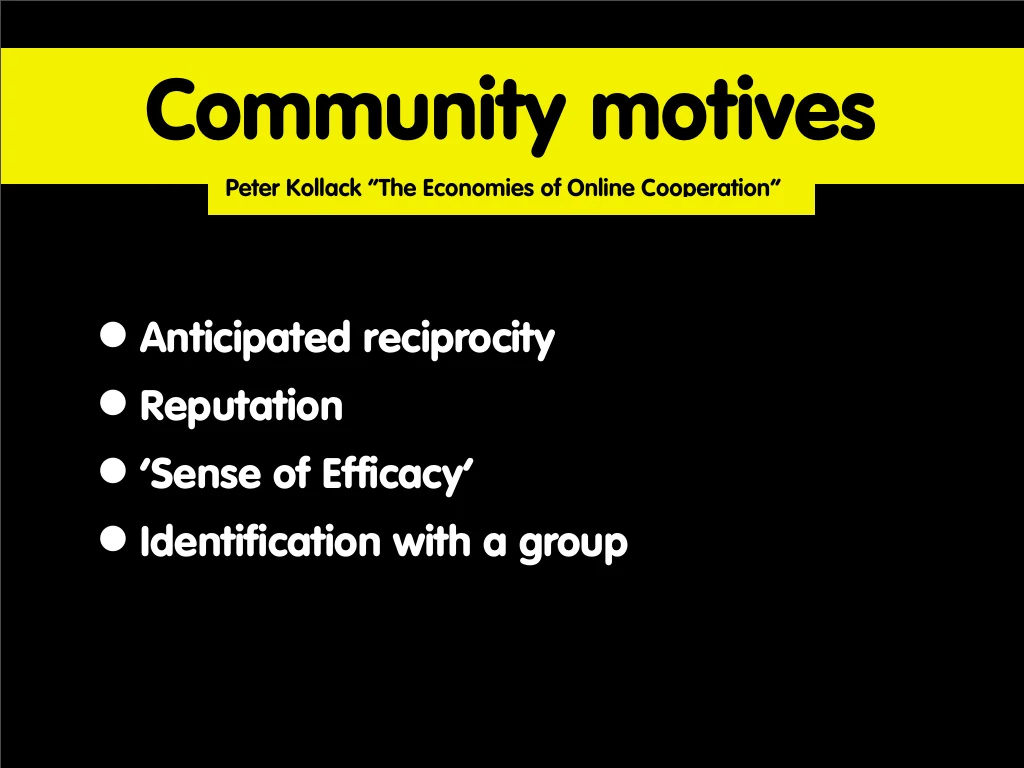 Slide reading: Community motives.