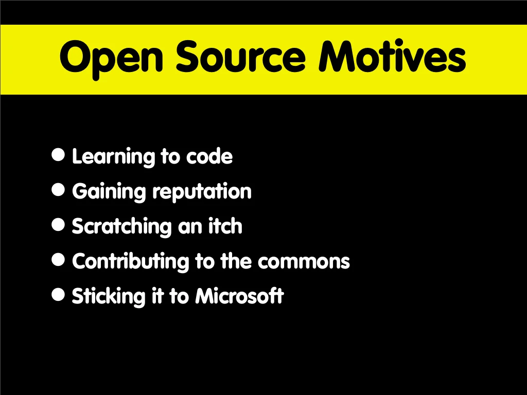 Slide reading: Open Source Motives.