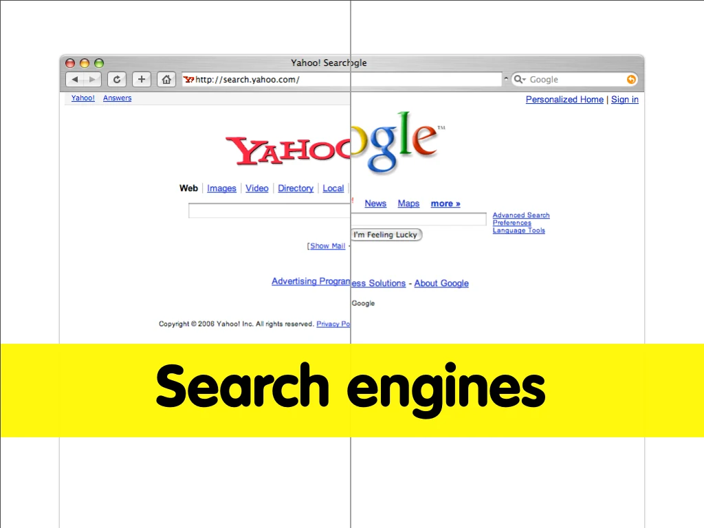 Slide reading: Search engines.