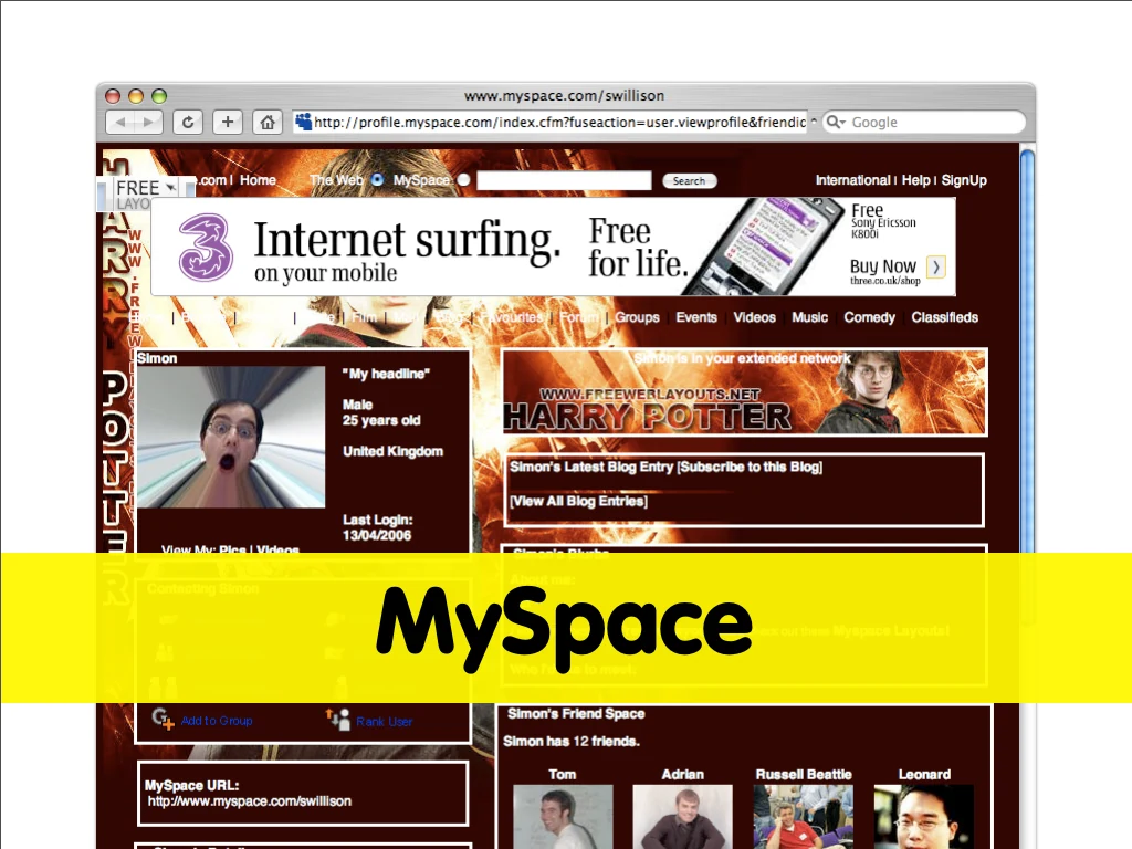 Slide reading: MySpace.