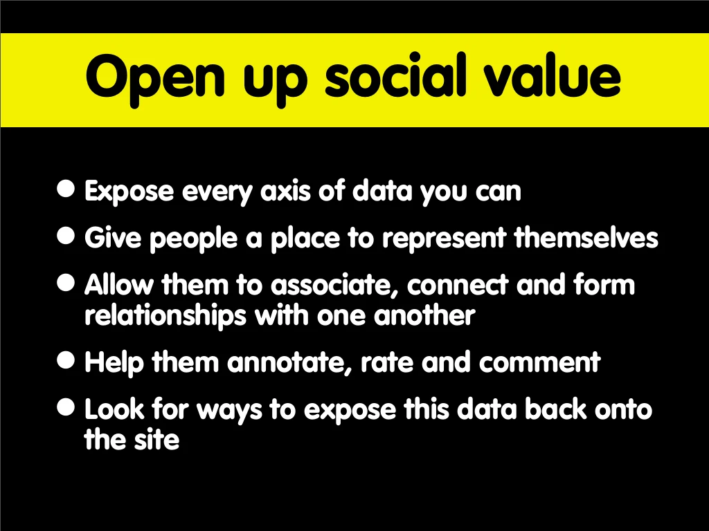 Slide reading: Open up social value.