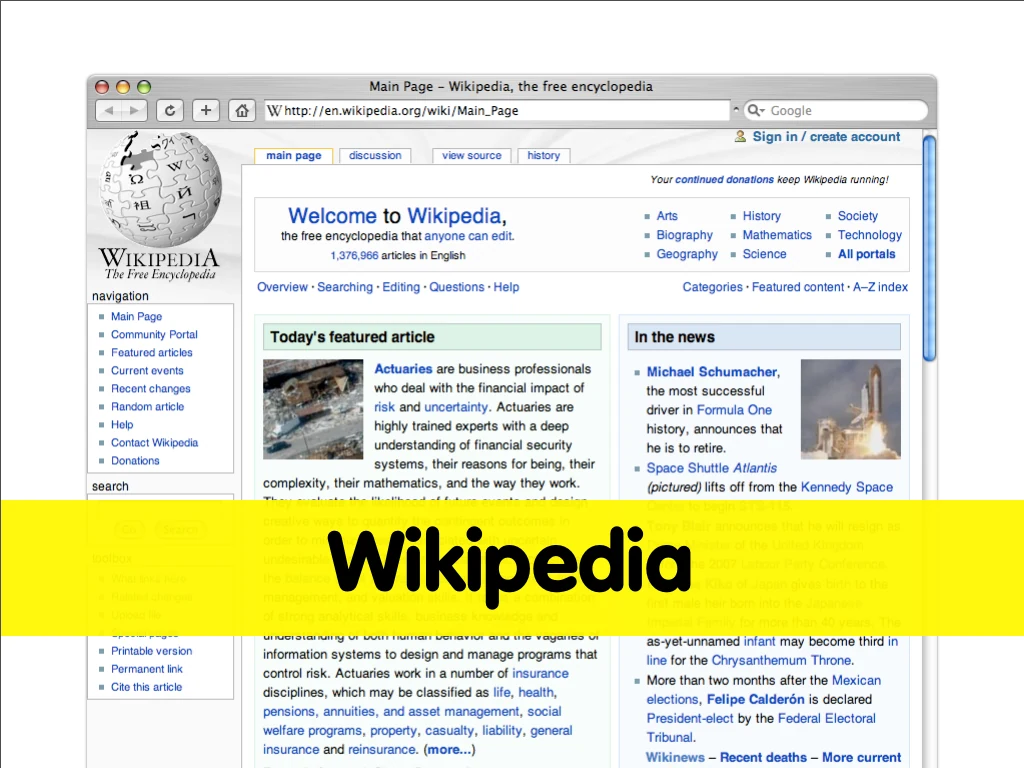 Slide reading: Wikipedia.