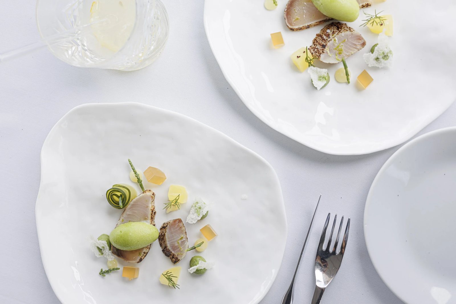 Several delicate plates from Le Vivier’s gastronomic menu.