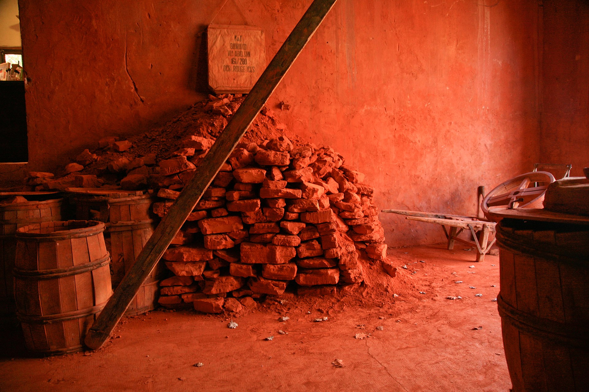 Raw red ochre stored inside the former Mathieu ochre factory
